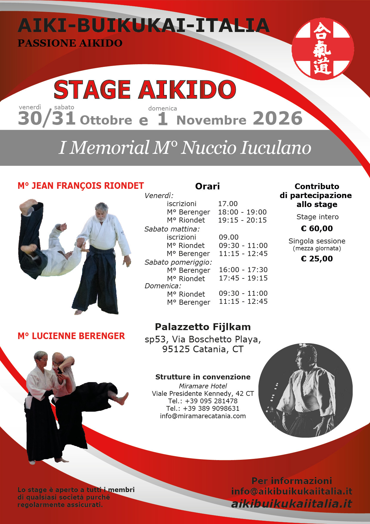 Locandina Stage ottobre 2026 I Memorial Nuccio Iuculano